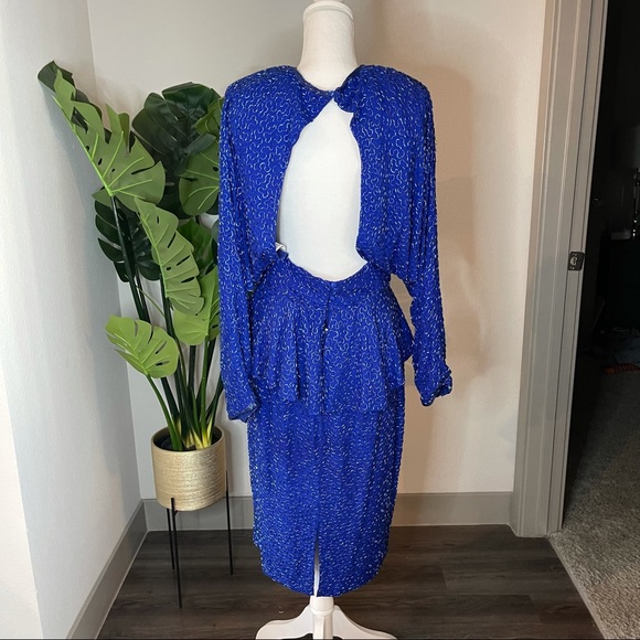 Vintage Lillie Rubin Dress, Fully Beaded Skirt Set, Two Piece, Evening Dress - Picture 4 of 16